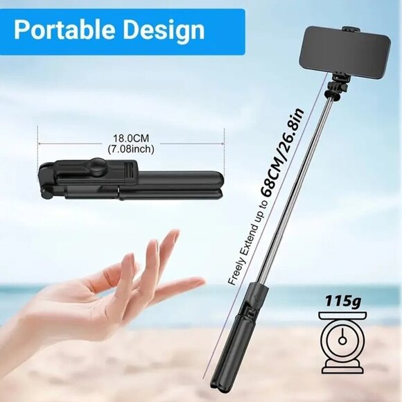 Extendable Selfie Stick Tripod Stand with Wireless Remote for iPhone & Android - Picture 4 of 7